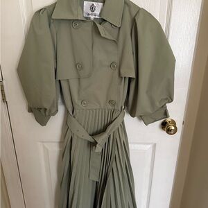 NWOT Elegant Olive Green Trench Dress